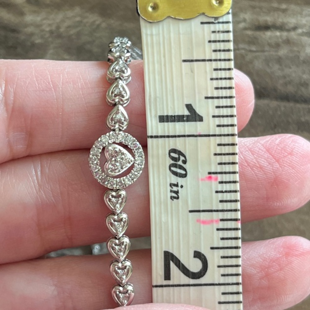 2 Day Sale! Kay Jewelers Diamond Heart Link Anklet 1/2 ct tw Sterling Silver! - Picture 7 of 13